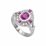 Bague or blanc saphir rose