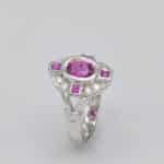 Bague or blanc saphir rose