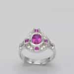 Bague or blanc saphir rose