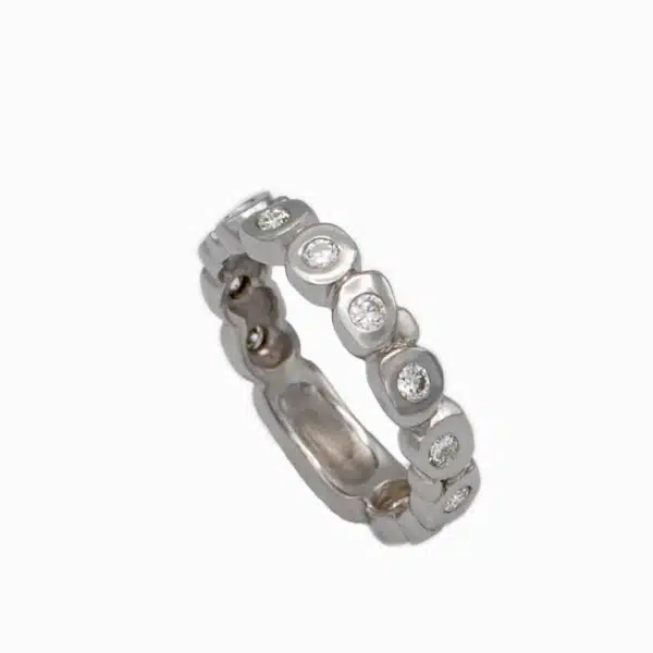 Alliance or blanc diamants galets pm