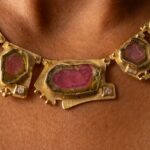 Collier en or jaune 18k tranche de tourmaline Joaillerie Taillandier
