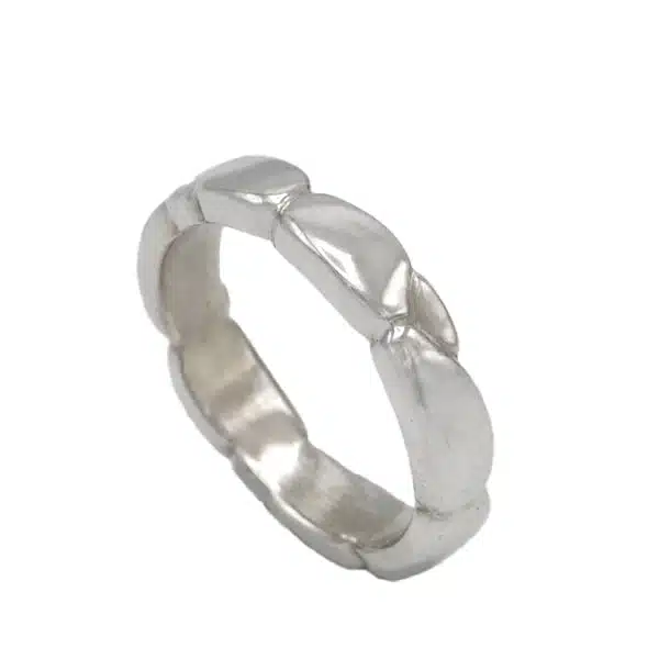 Alliance galet argent homme