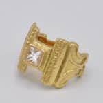 Bague diamant princesse or jaune