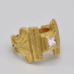 Bague diamant princesse or jaune