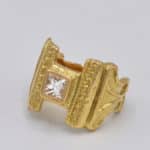 Bague diamant princesse or jaune