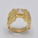 Bague diamant princesse or jaune