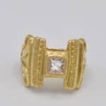 Bague diamant princesse or jaune