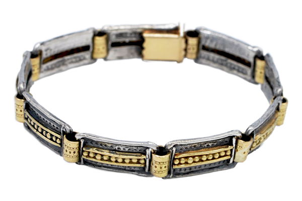 Bracelet-Hermes-plaque-argent-et-or-homme-Taillandier-joaillier