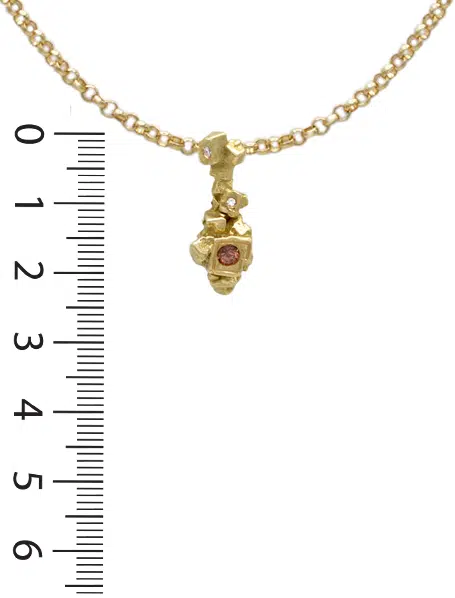 Pendentif or jaune diamants et saphir orange