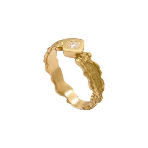 Solitaire or diamant texturé