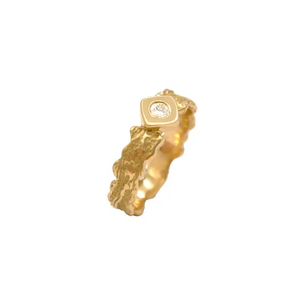 Solitaire or diamant texturé
