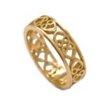 Anneau alliance cœurs or jaune 18K templier ajouré