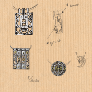 Joaillerie-Taillandier-esquisse- pendentif porte