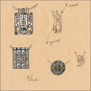 Joaillerie-Taillandier-esquisse- pendentif porte