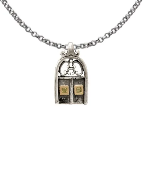 Pendentif porte argent et or