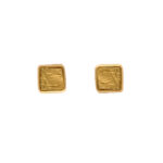 Boucles d'oreilles carrée or jaune 18K- écorce