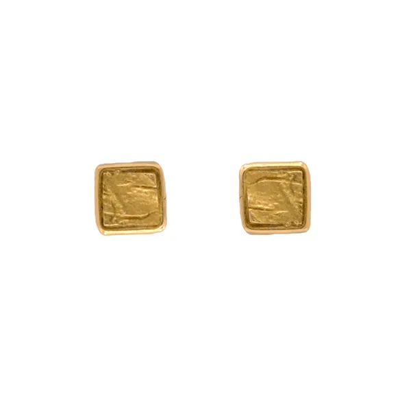 Boucles d'oreilles carrée or jaune 18K- écorce