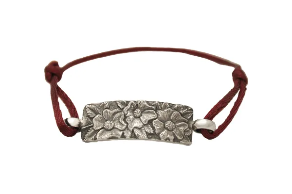 Bracelet fleur rose en argent