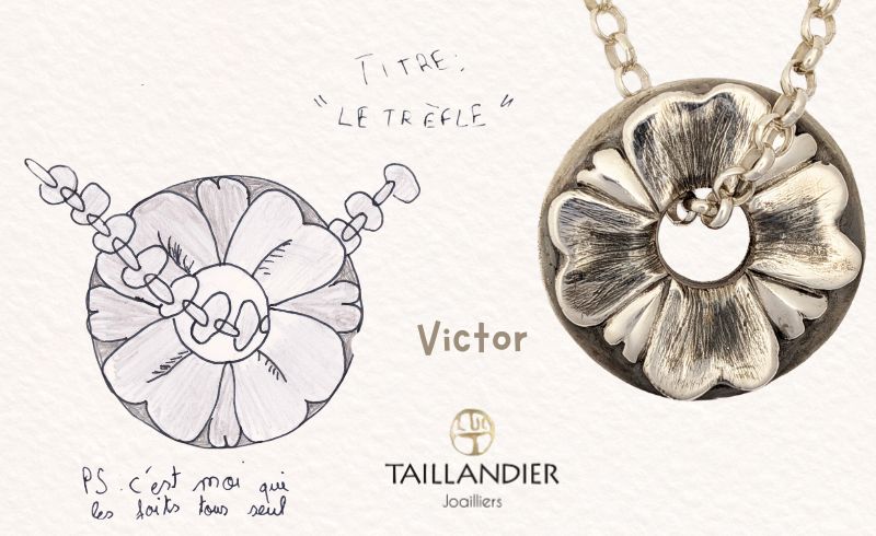 Bijou en argent 925 réalisé d'après le dessin du gagnant de notre concours de la fête des mères 