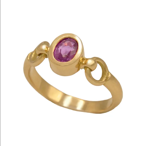 Bague or jaune saphir rose