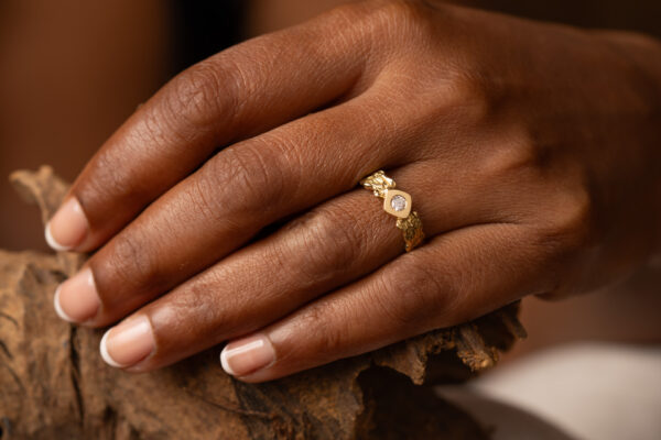Solitaire en or jaune 18K