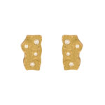 Boucles d’oreilles écorce rectangulaires or et diamants