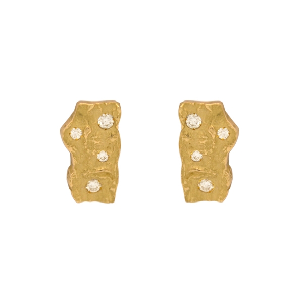 Boucles d’oreilles écorce rectangulaires or et diamants