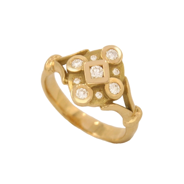 Bague entourage or et diamants