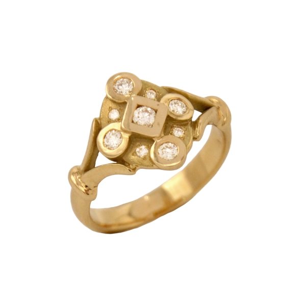 Bague entourage or et diamants
