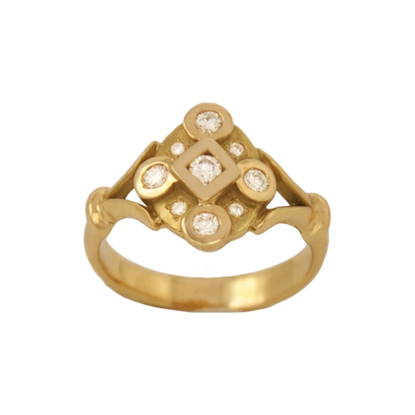 Bague entourage or et diamants