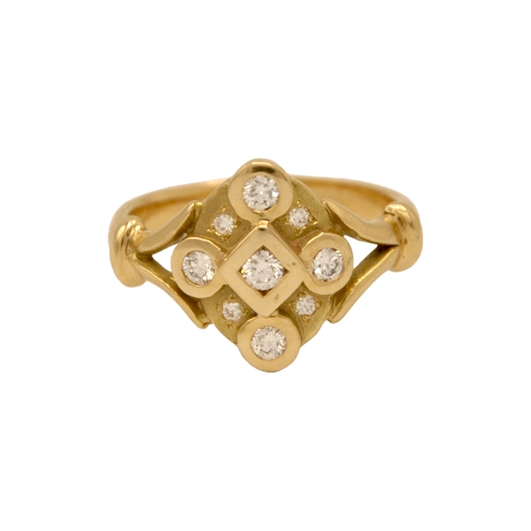 Bague entourage or et diamants