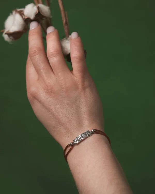 Bracelet cordon argent 925 feuillage ginkgo joaillerie taillandier