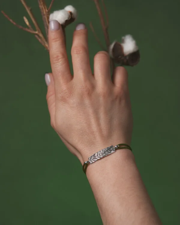 Bracelet cordon argent 925 feuillage acacia joaillerie taillandier