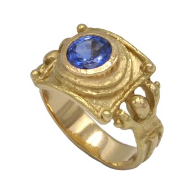 Bague aphrodite or saphir bleu