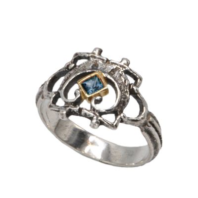 Bague-or-et-argent-saphir-pelta-romain-Taillandier-joaillier-createur bleu