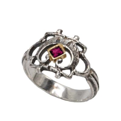 Bague aetius or et argent rubis