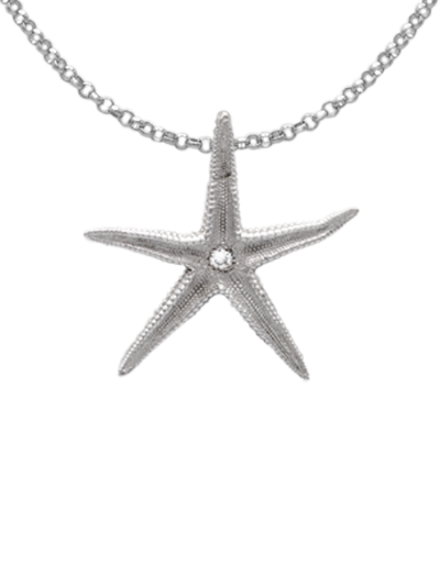 Pendentif grande étoile de mer or blanc