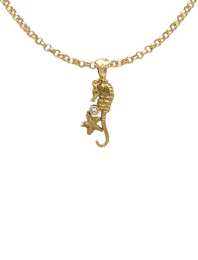 Pendentif hippocampe or